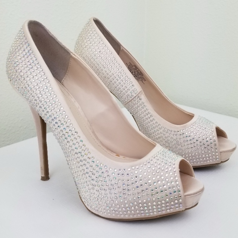 Jennifer Lopez Gemmy Blush Rhinestone Heels